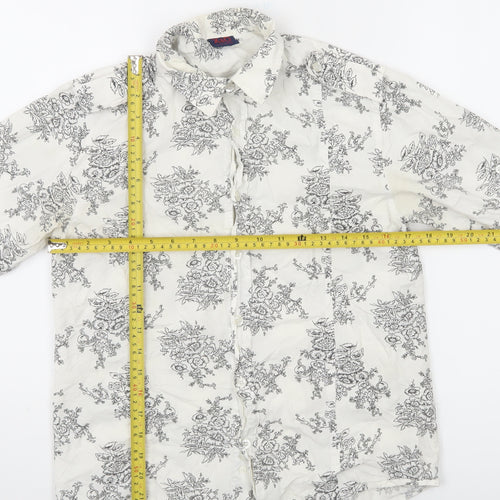X&O Everywear Men's White Floral Long Sleeve Button-Up Shirt M