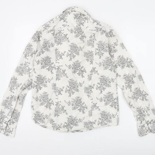X&O Everywear Men's White Floral Long Sleeve Button-Up Shirt M