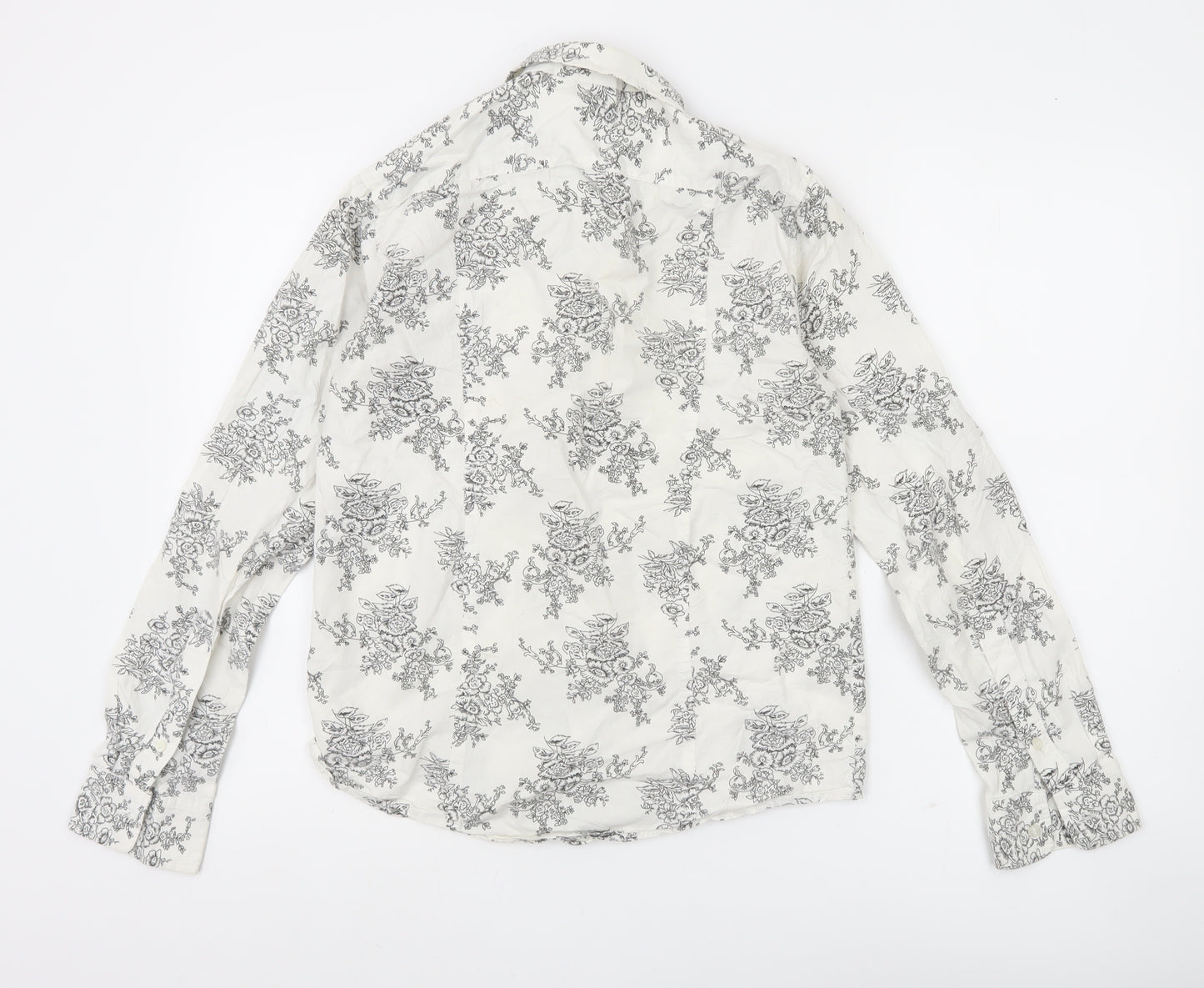 X&O Everywear Men's White Floral Long Sleeve Button-Up Shirt M