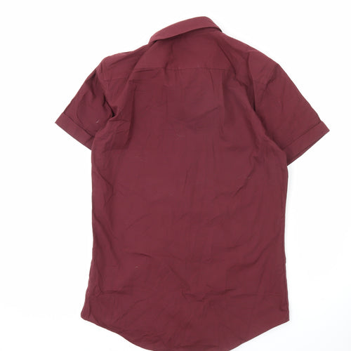 Topman Men's Red Short Sleeve Button-Up Shirt Size S Woven Cotton Blend