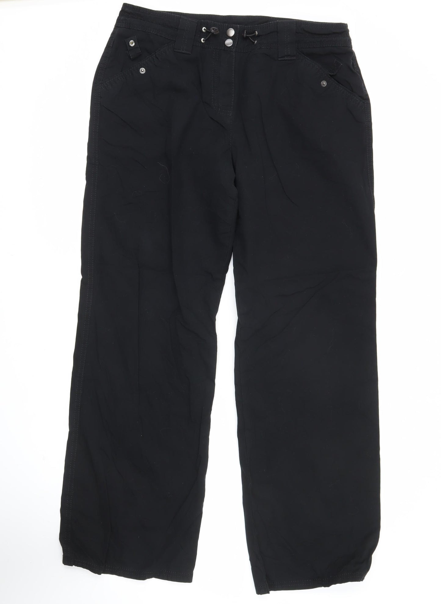 Marks and Spencer Women's Black Size 14 Cotton Casual Trousers