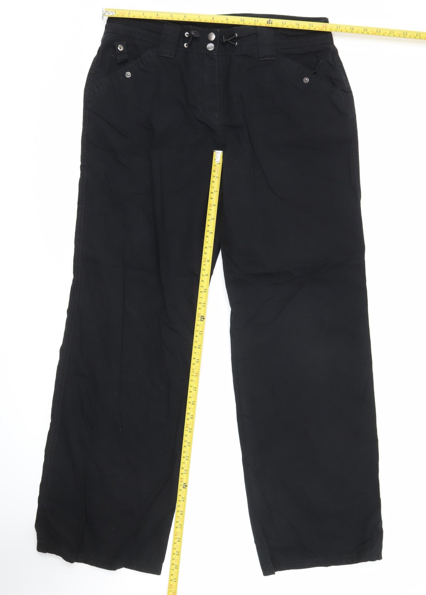 Marks and Spencer Women's Black Size 14 Cotton Casual Trousers