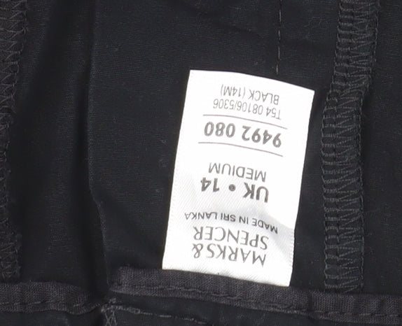 Marks and Spencer Women's Black Size 14 Cotton Casual Trousers