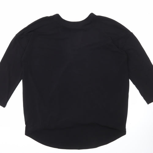 Cynthia Rowley Women’s Black Wrap Blouse XL 3/4 Sleeve V-Neck