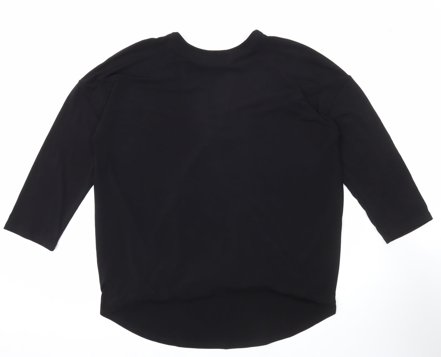 Cynthia Rowley Women’s Black Wrap Blouse XL 3/4 Sleeve V-Neck