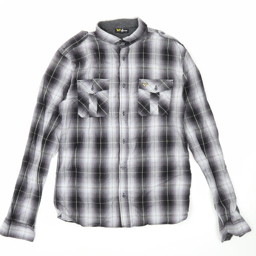 Voi Jeans Men's Black Plaid Long Sleeve Button-Up Shirt M 40in