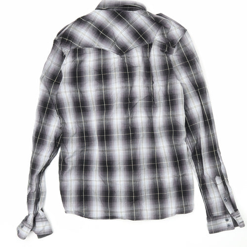 Voi Jeans Men's Black Plaid Long Sleeve Button-Up Shirt M 40in
