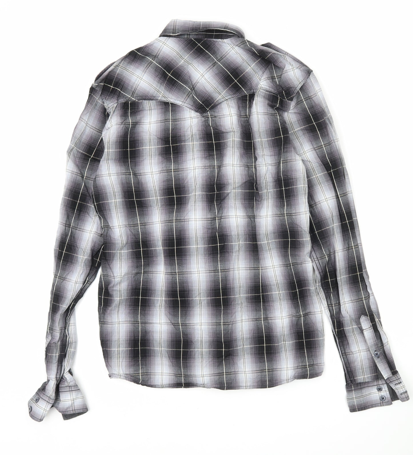 Voi Jeans Men's Black Plaid Long Sleeve Button-Up Shirt M 40in