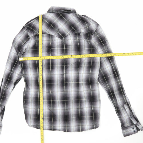 Voi Jeans Men's Black Plaid Long Sleeve Button-Up Shirt M 40in