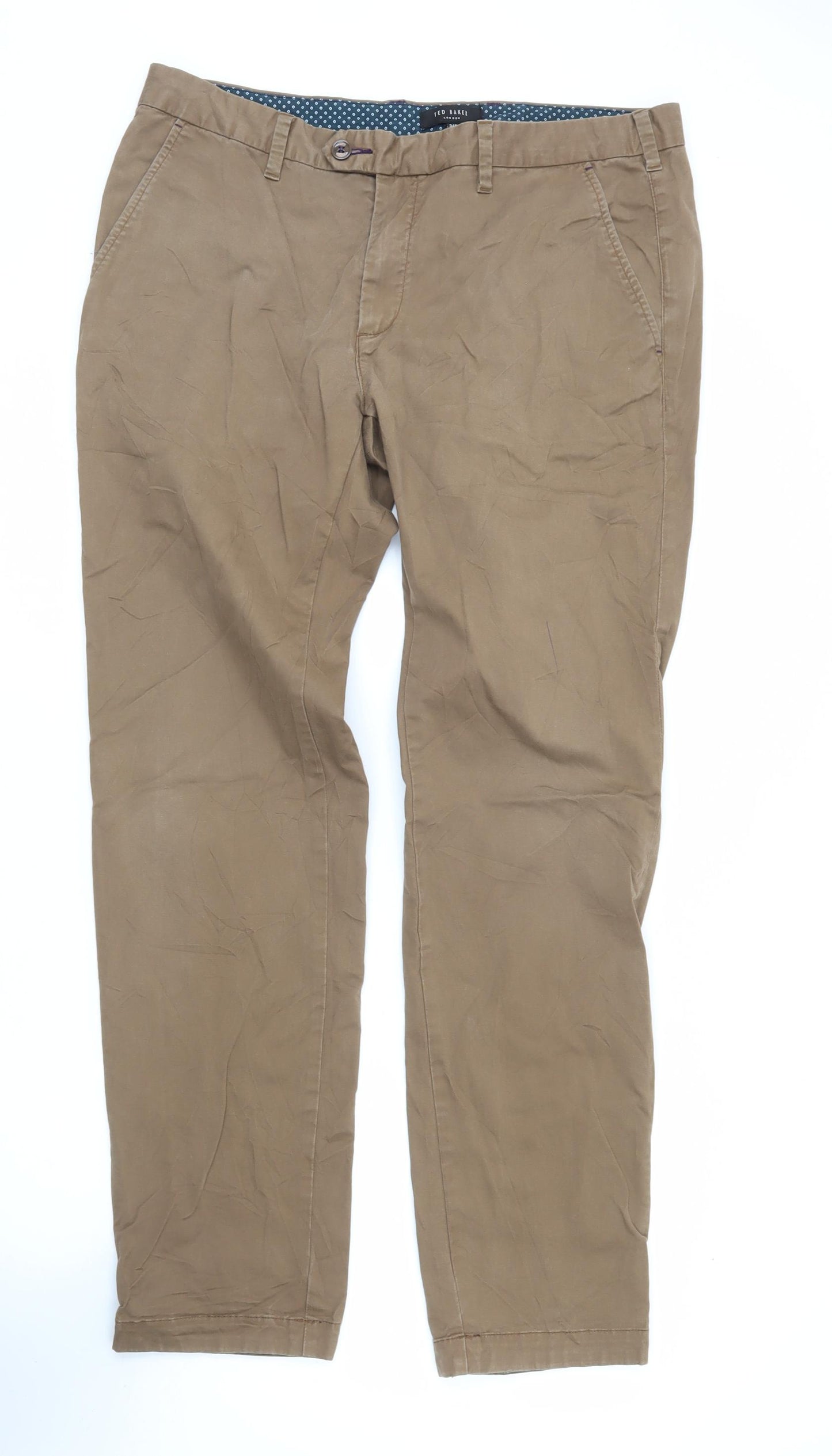 Ted Baker Men's Brown Chino Trousers 34W Regular Fit Straight Leg