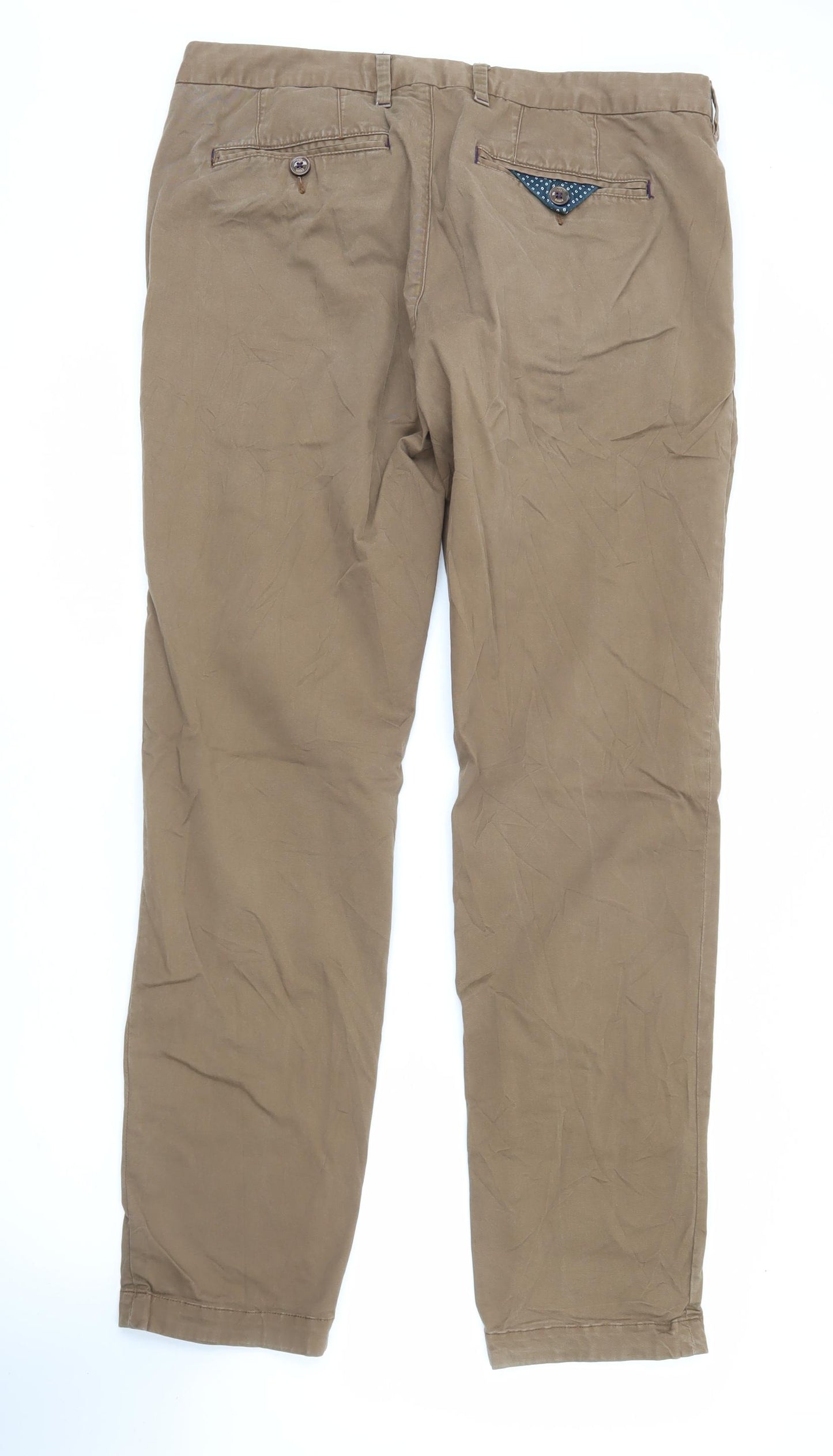 Ted Baker Men's Brown Chino Trousers 34W Regular Fit Straight Leg