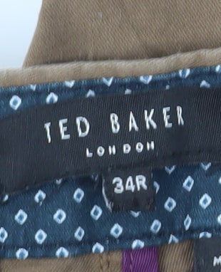 Ted Baker Men's Brown Chino Trousers 34W Regular Fit Straight Leg