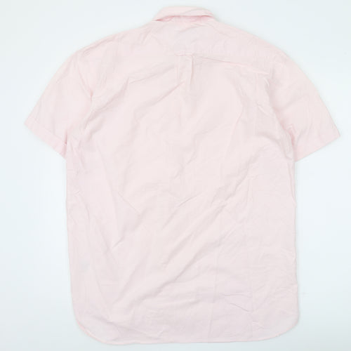 Gant Men's Pink Short Sleeve Button-Up Cotton Shirt L 44in