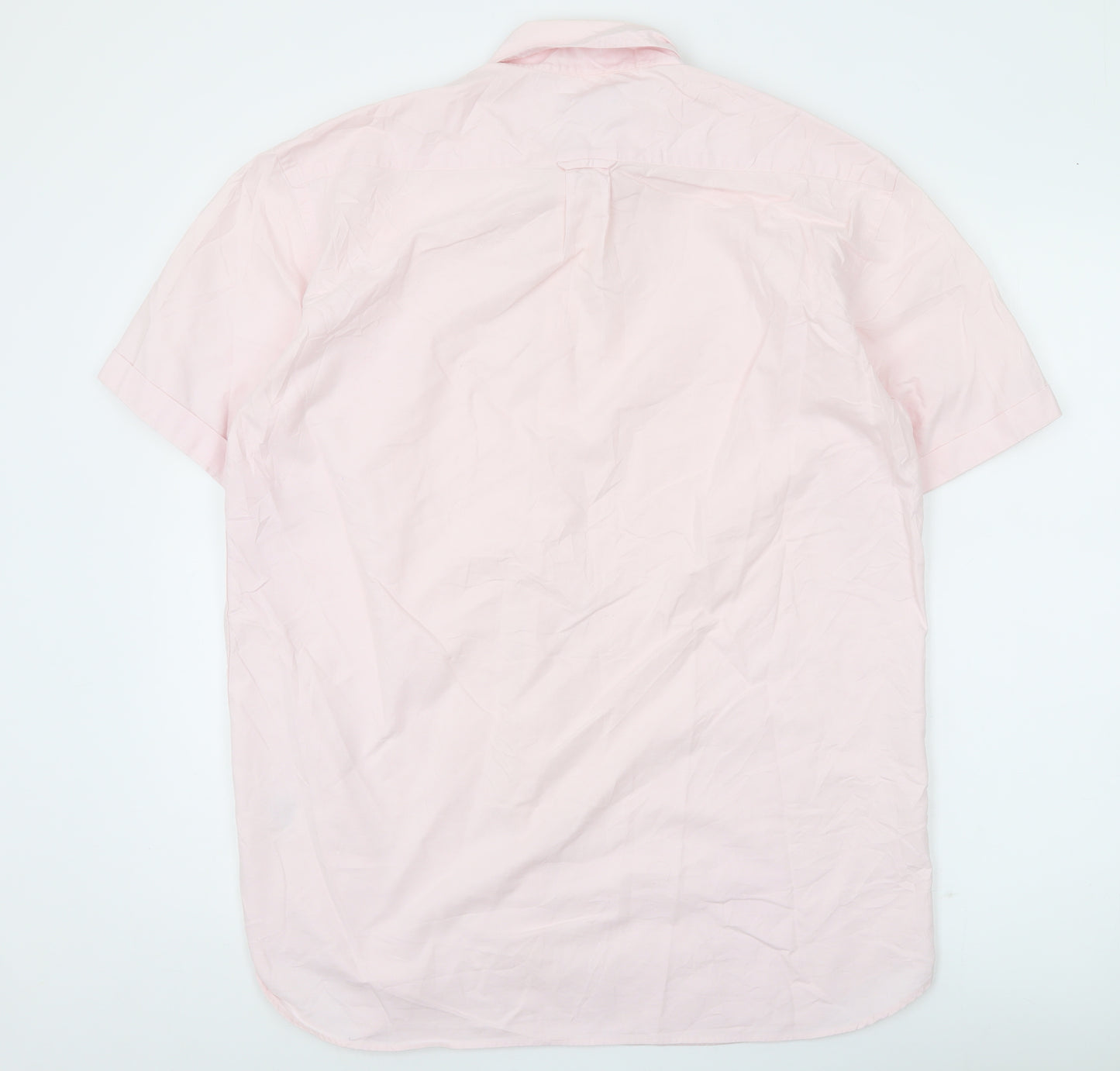 Gant Men's Pink Short Sleeve Button-Up Cotton Shirt L 44in