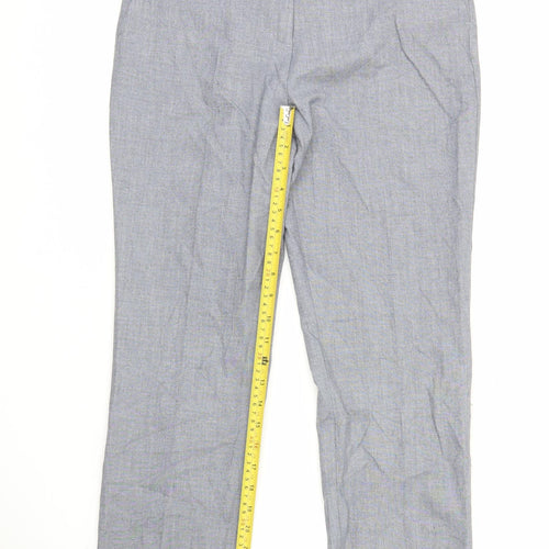 Zara Women Grey L Regular Fit Straight Leg Trousers Elastic Waist