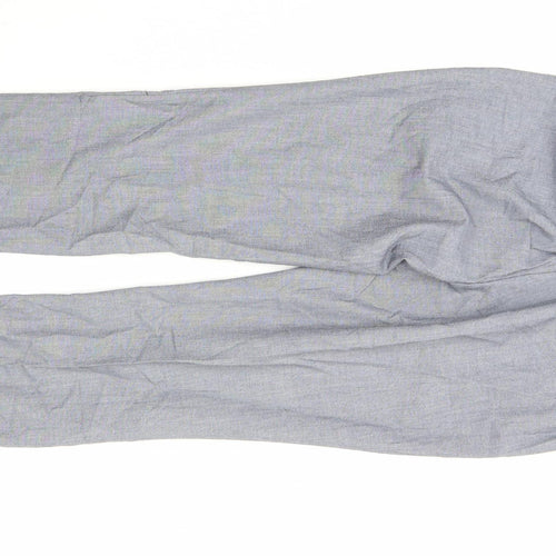 Zara Women Grey L Regular Fit Straight Leg Trousers Elastic Waist