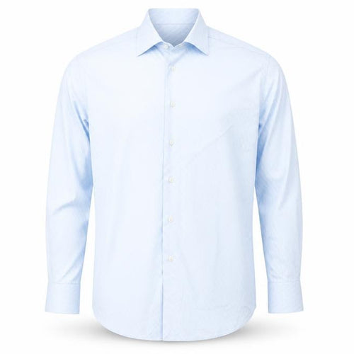 Landini Men’s Blue Striped 100% Cotton Long Sleeve 17 Button-Up Shirt