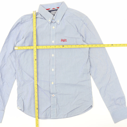 Superdry Men’s Blue Striped Cotton Button-Up Shirt Long Sleeve M