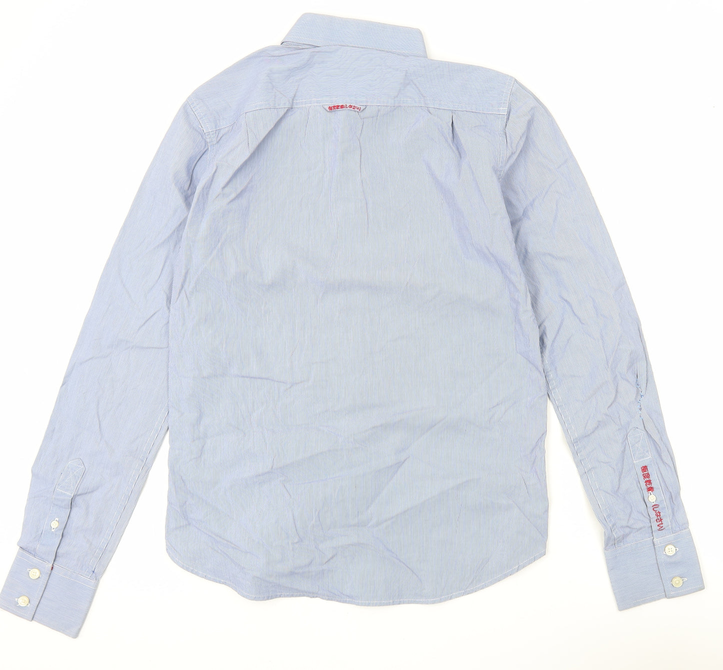 Superdry Men’s Blue Striped Cotton Button-Up Shirt Long Sleeve M