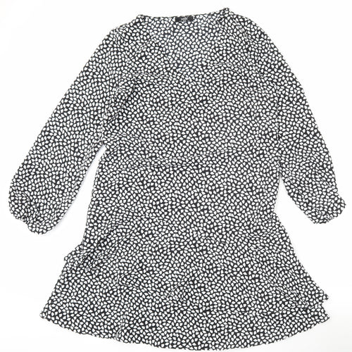 Wallis Women’s Black Geometric Short A-Line Dress Size 10
