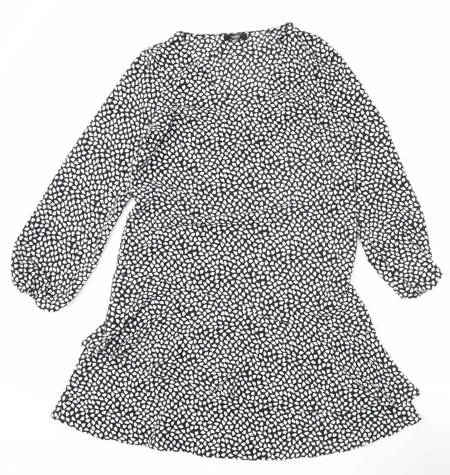 Wallis Women’s Black Geometric Short A-Line Dress Size 10