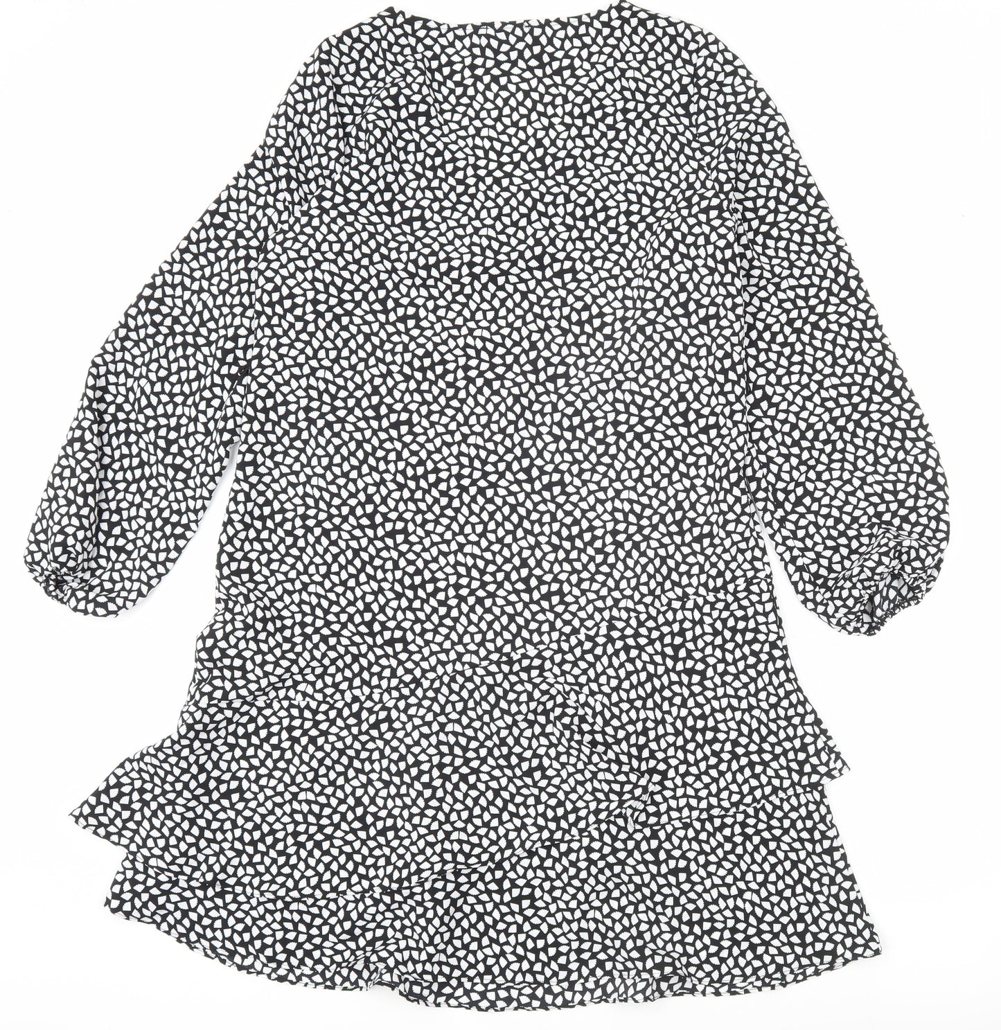 Wallis Women’s Black Geometric Short A-Line Dress Size 10