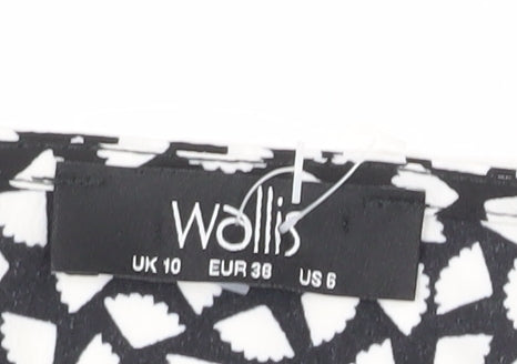Wallis Women’s Black Geometric Short A-Line Dress Size 10