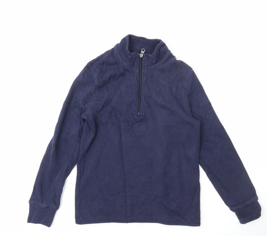 GAP Kids Boys Blue 10-11 Years Waffle-Knit 1/4 Zip Cotton Jumper
