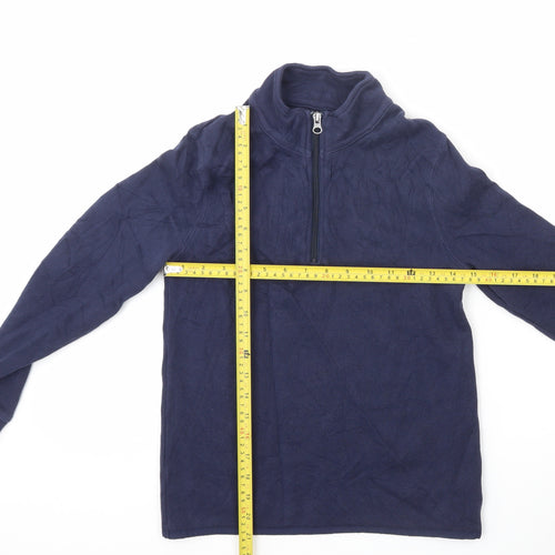GAP Kids Boys Blue 10-11 Years Waffle-Knit 1/4 Zip Cotton Jumper