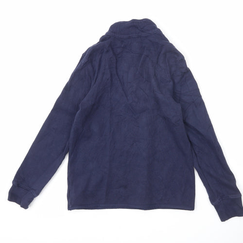 GAP Kids Boys Blue 10-11 Years Waffle-Knit 1/4 Zip Cotton Jumper