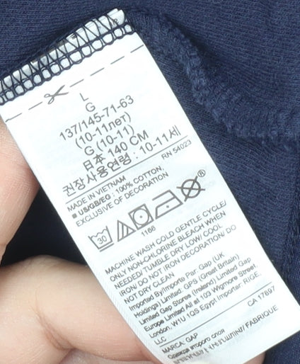 GAP Kids Boys Blue 10-11 Years Waffle-Knit 1/4 Zip Cotton Jumper