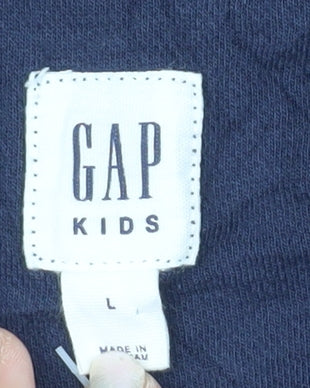 GAP Kids Boys Blue 10-11 Years Waffle-Knit 1/4 Zip Cotton Jumper