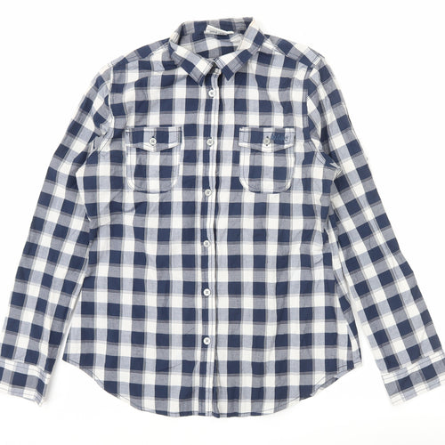 Lee Cooper Men's Blue Check Long Sleeve Button-Up Shirt Size 14