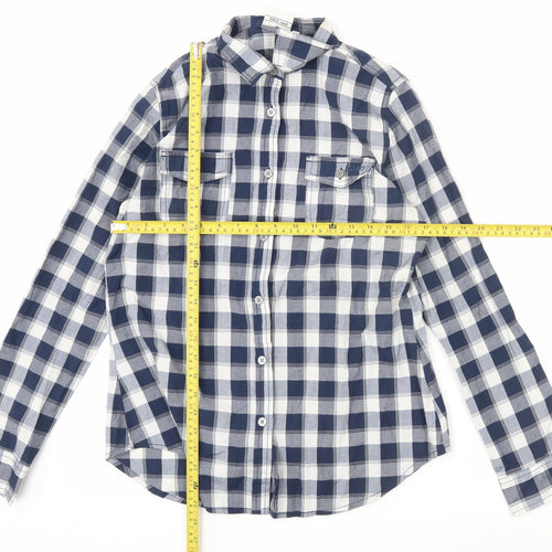 Lee Cooper Men's Blue Check Long Sleeve Button-Up Shirt Size 14
