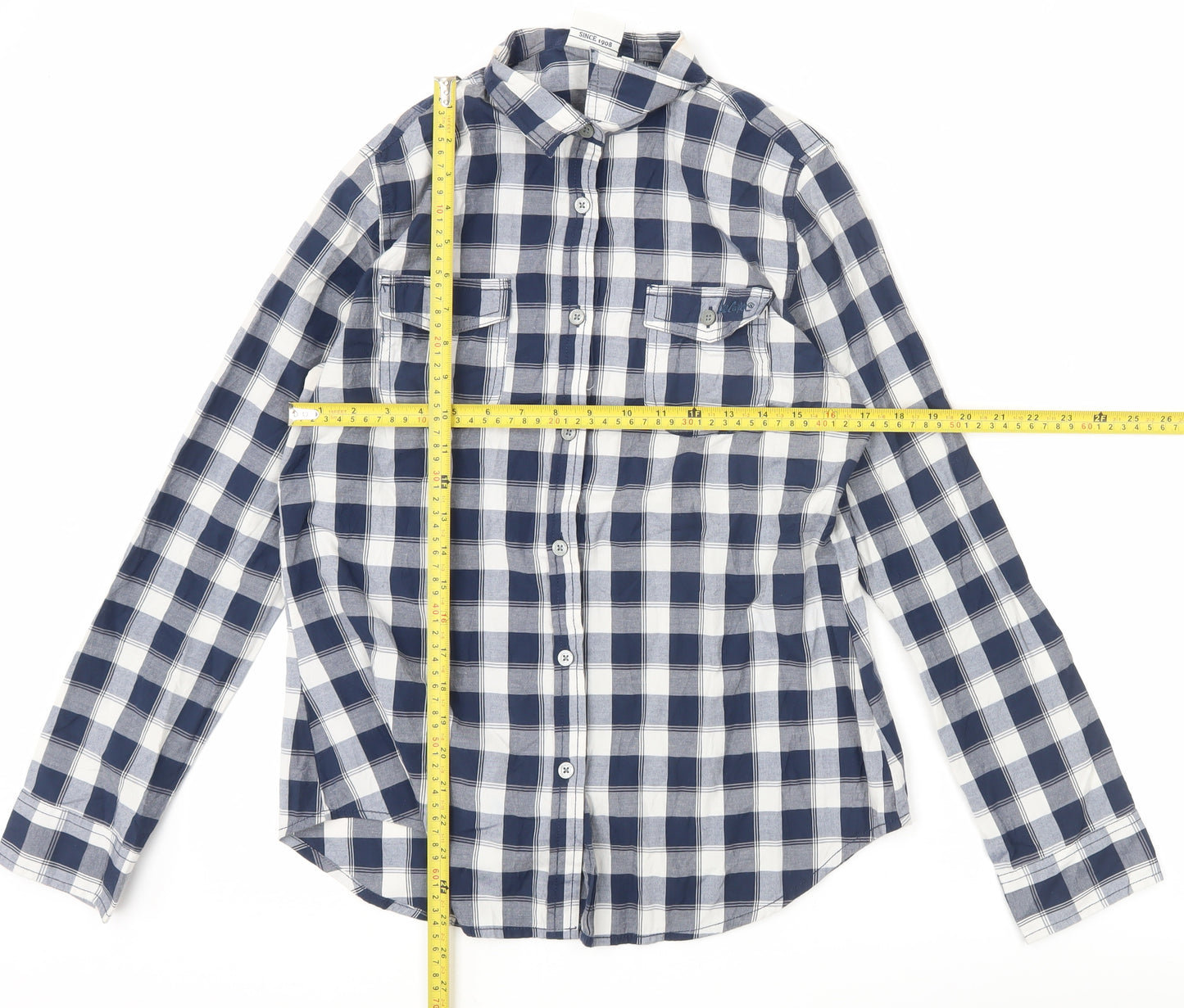 Lee Cooper Men's Blue Check Long Sleeve Button-Up Shirt Size 14