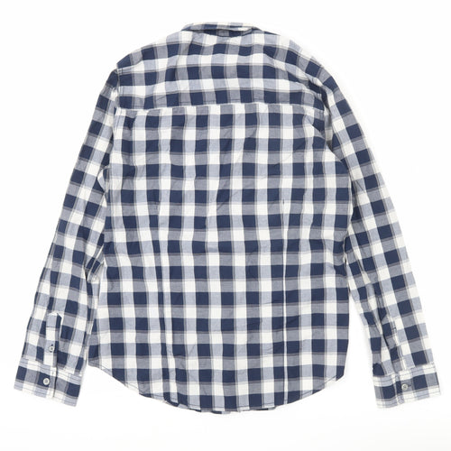 Lee Cooper Men's Blue Check Long Sleeve Button-Up Shirt Size 14