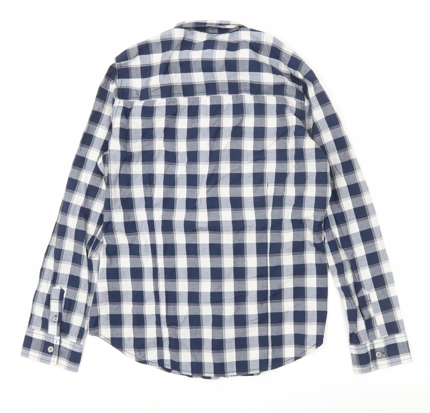 Lee Cooper Men's Blue Check Long Sleeve Button-Up Shirt Size 14