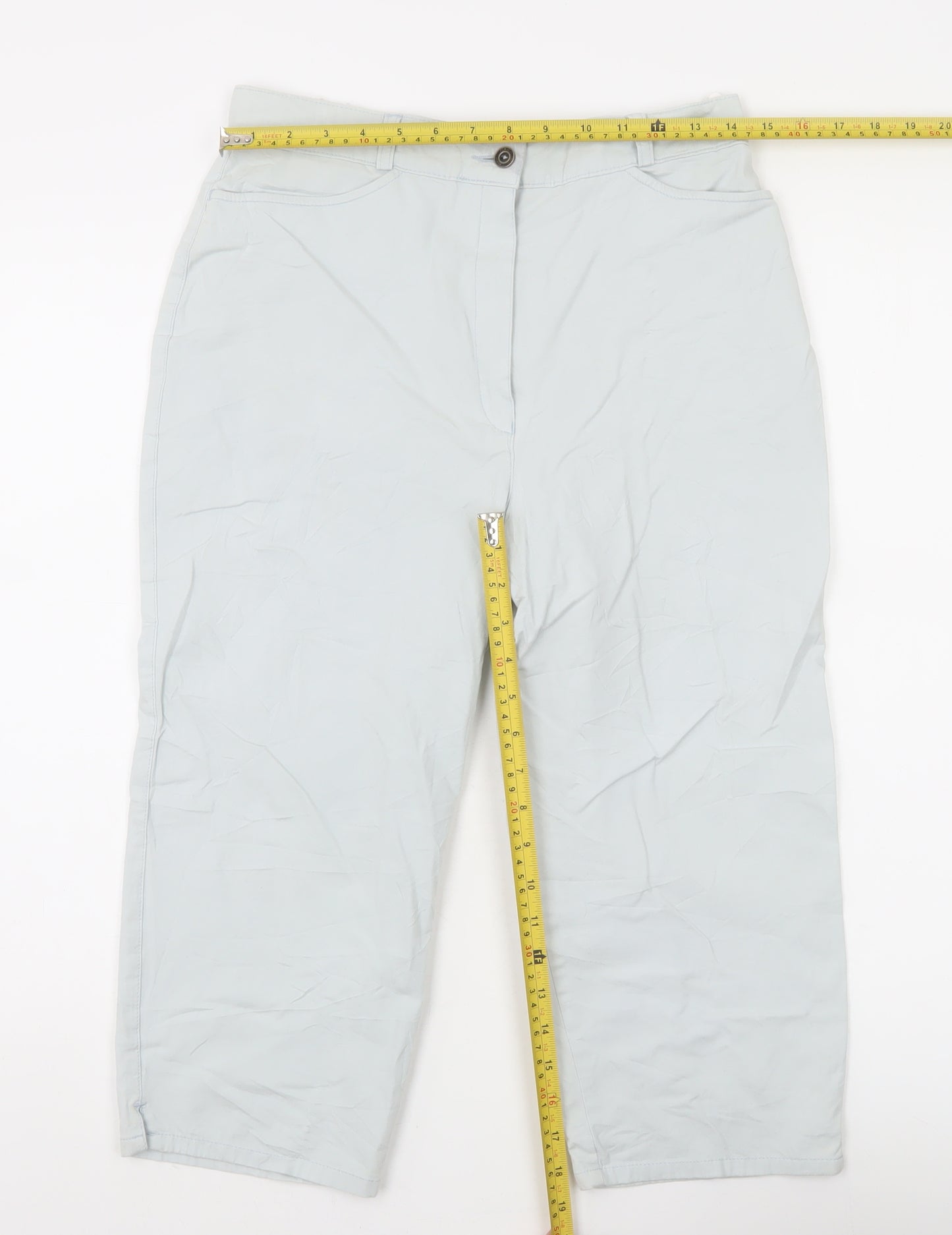 Zaffiri Women’s Grey Capri Trousers Size 14 Cotton Blend
