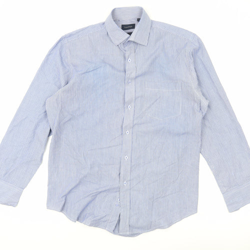 Taylor & Wright Men’s Blue Striped Long Sleeve Button-Up Shirt 15.5