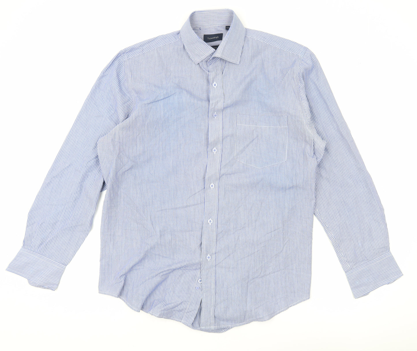 Taylor & Wright Men’s Blue Striped Long Sleeve Button-Up Shirt 15.5