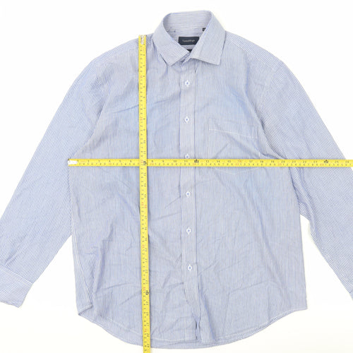 Taylor & Wright Men’s Blue Striped Long Sleeve Button-Up Shirt 15.5
