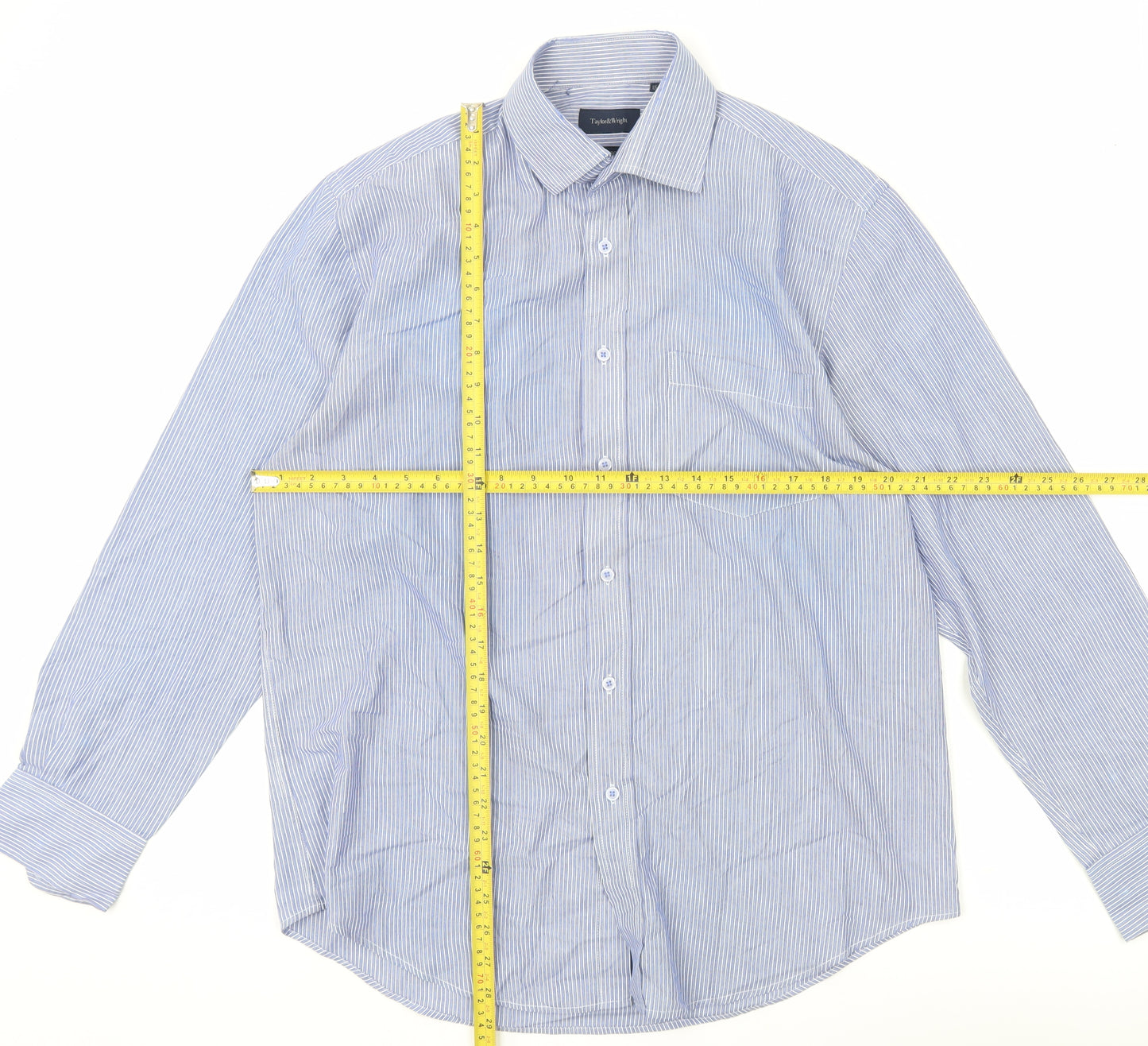 Taylor & Wright Men’s Blue Striped Long Sleeve Button-Up Shirt 15.5