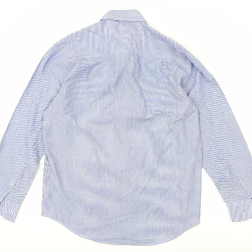 Taylor & Wright Men’s Blue Striped Long Sleeve Button-Up Shirt 15.5