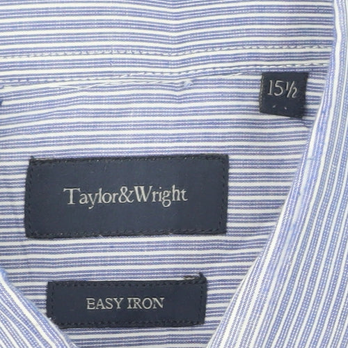 Taylor & Wright Men’s Blue Striped Long Sleeve Button-Up Shirt 15.5