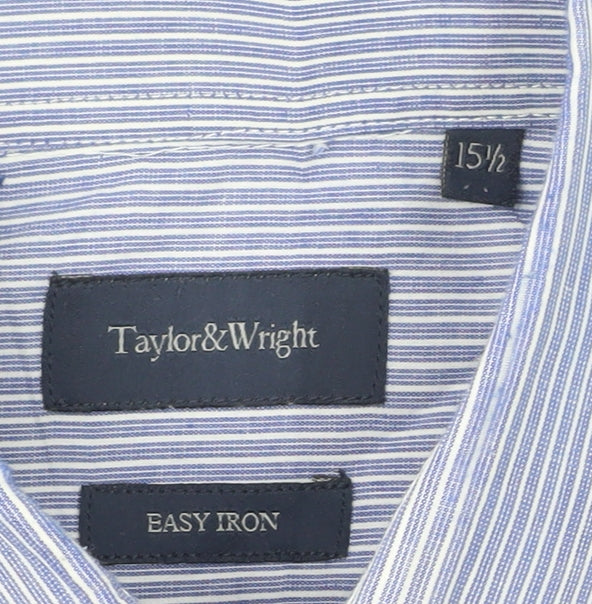Taylor & Wright Men’s Blue Striped Long Sleeve Button-Up Shirt 15.5