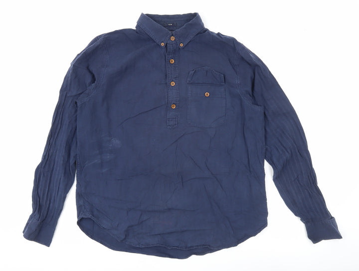 Abercrombie & Fitch Men’s Blue XL Long Sleeve Cotton Button-Up Shirt