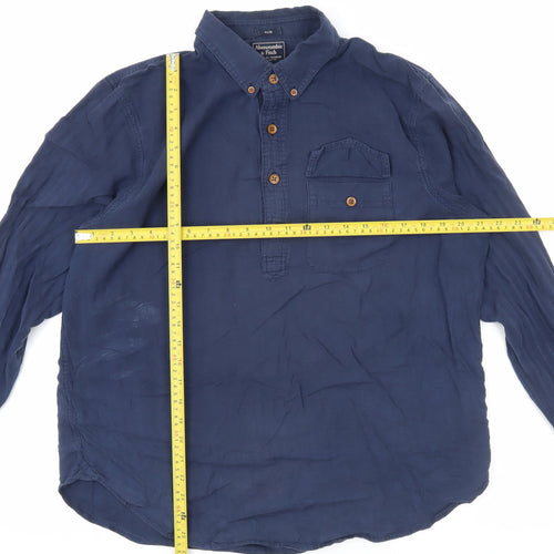 Abercrombie & Fitch Men’s Blue XL Long Sleeve Cotton Button-Up Shirt