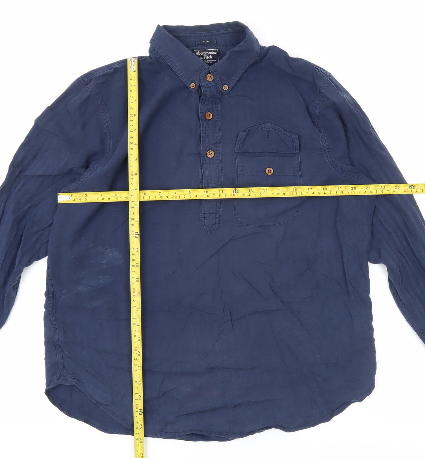 Abercrombie & Fitch Men’s Blue XL Long Sleeve Cotton Button-Up Shirt