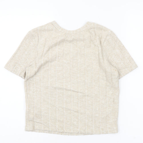 Zara Women’s Beige Knit Short Sleeve Basic T-Shirt Size S
