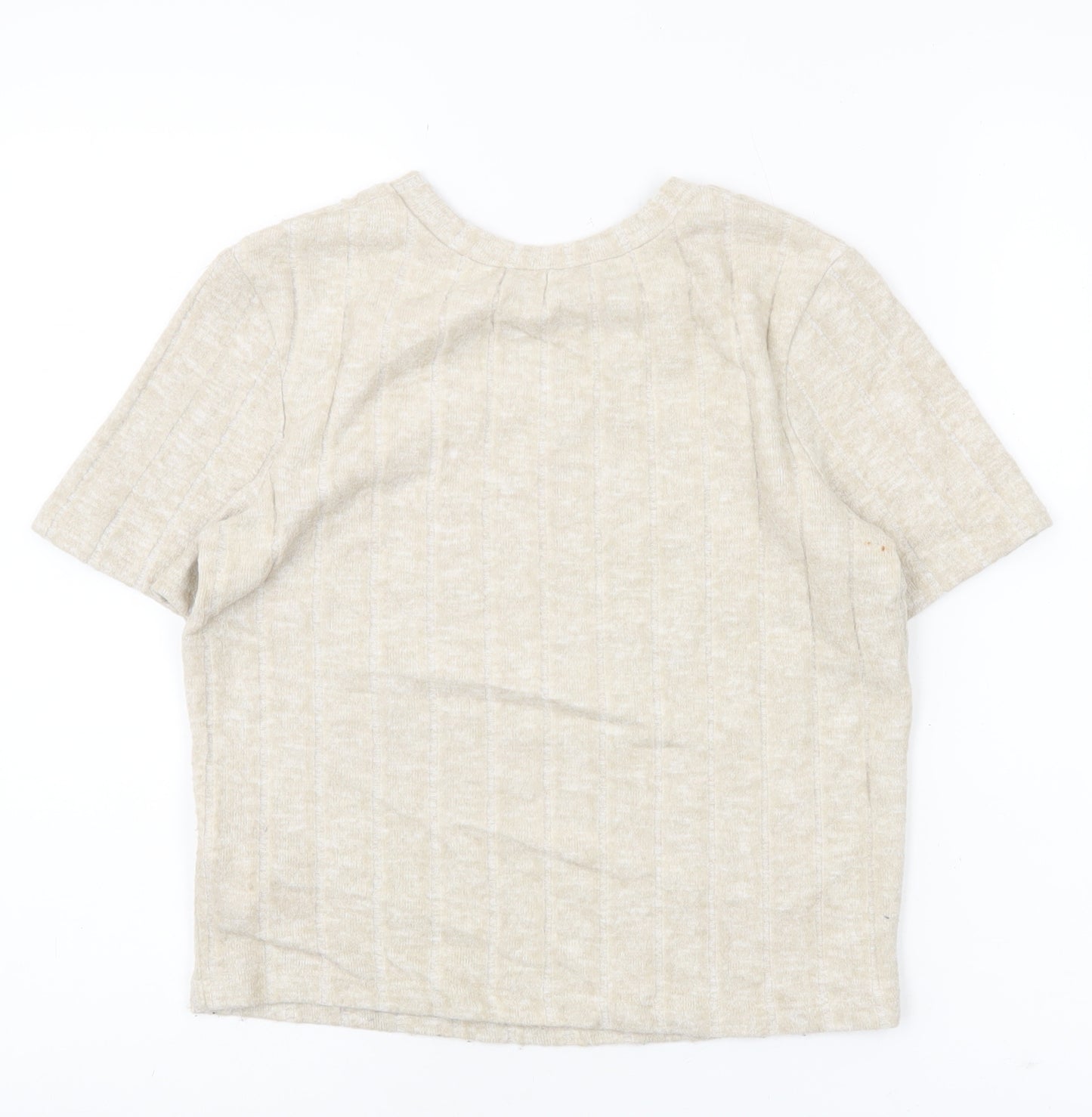 Zara Women’s Beige Knit Short Sleeve Basic T-Shirt Size S